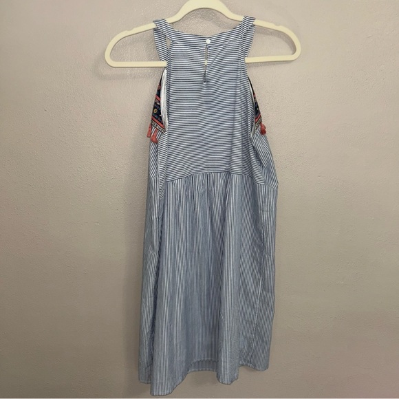 THML Blue and White Striped boho tasle Dress - Picture 2 of 4